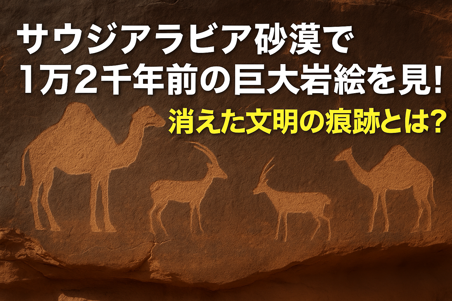 サウジアラビア砂漠で1万2千年前の巨大岩絵を発見！消えた文明の痕跡とは？