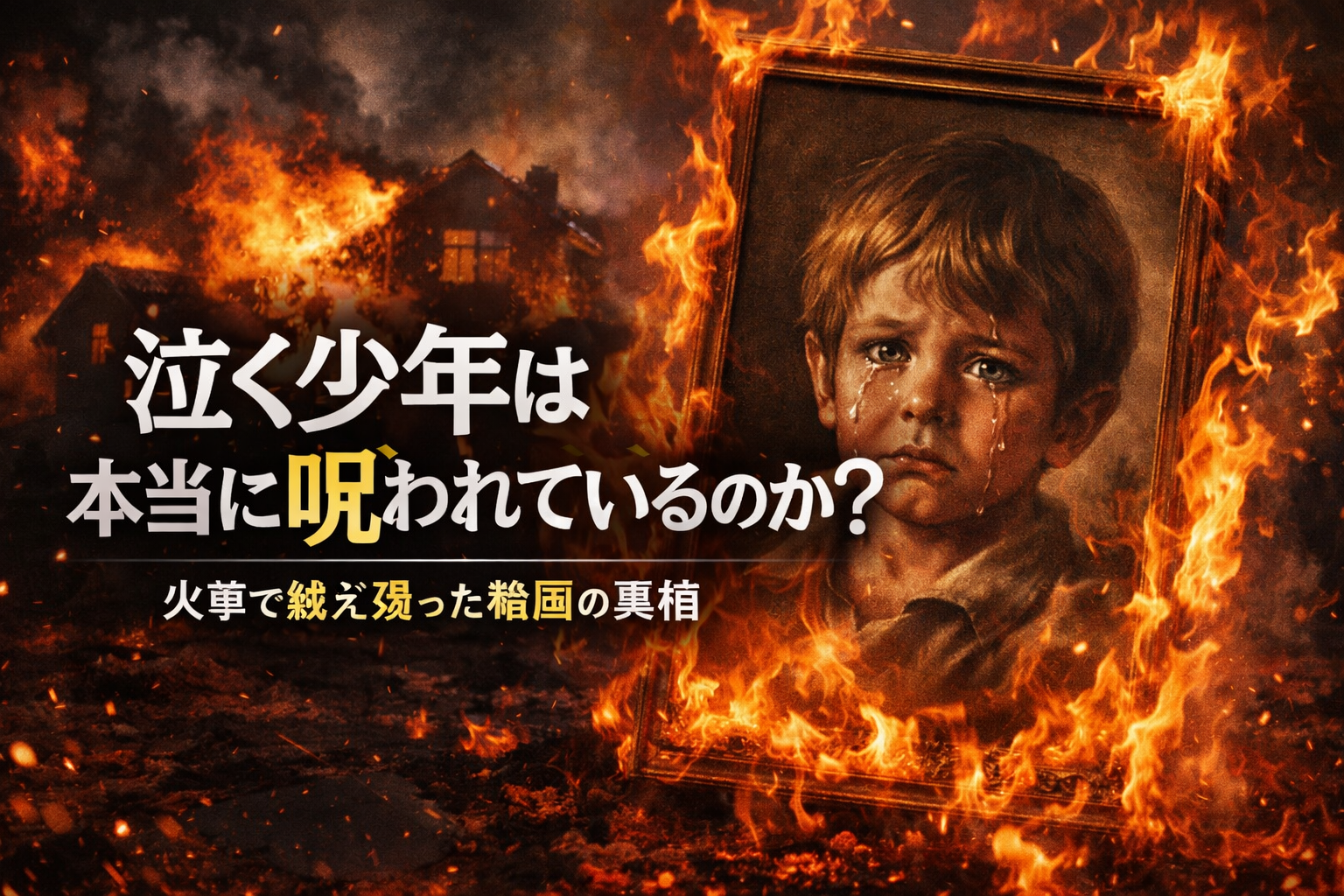 泣く少年は本当に呪われているのか？火事で燃え残った絵画の真相を解説